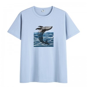 Fashion Casual Komportable nga whale print nga T-shirt sa mga Lalaki