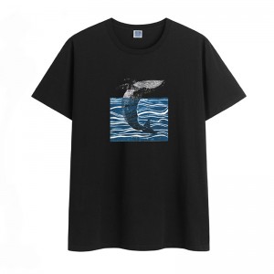 Модна повсякденна зручна чоловіча футболка з принтом кита