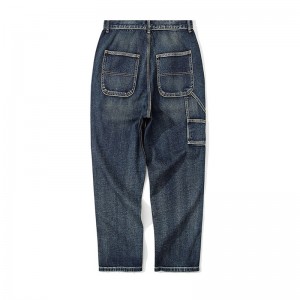 Повседневные свободные рваные синие джинсы мужские джинсовые рабочие брюки