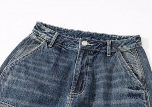 Jeans de hombre azul con costuras regulares populares sin estiramiento