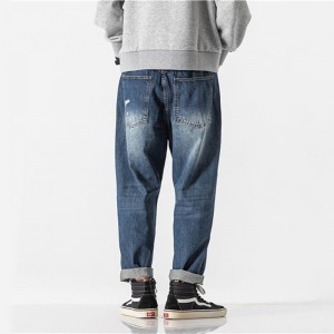 Høykvalitets bomullsvask Patchwork Ripped Denim Jeans for menn