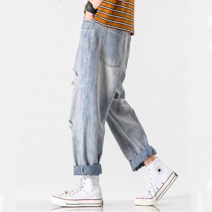 Весна Новый стиль Street Snap Fashion Высокое качество Плюс размер Свободные рваные мужские джинсы