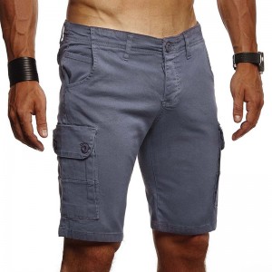 Celana kargo musim panas celana pendek olahraga kasual multi-saku pantai untuk pria