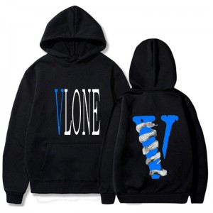 Fashion Trend Plus Velvet Blue Snake Big V Printing hlephileng Matching hoodies