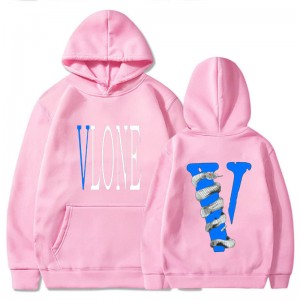 Fashion Trend Plus Velvet Blue Snake Big V Printing xoob Matching hoodies