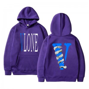ທ່າອ່ຽງຄົນອັບເດດ: Plus Velvet Blue Snake Big V Printing loose Matching hoodies