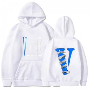 Fashion Trend Plus Velvet Blue Snake Big V Printing xoob Matching hoodies