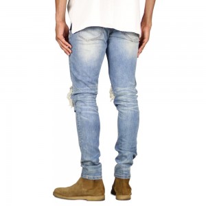 Agujeros de remache de rodilla de mezclilla personalizados de moda para jeans de hombre