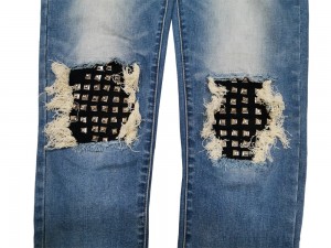 Mote, personlig denim knæraglehull for jeans for menn