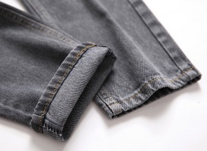 Denim Knee Holes Grey Ripped Jeans Men