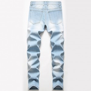 Mode skraal reguit buis Dekoratiewe ritssluiting Geskeurde mans-jeans