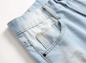 Модна тенка права цевка Декоративен патент Искинати машки фармерки