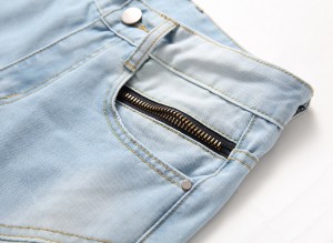 Fashion slim boriyeke rasterast Zipper Decorative Jeans mêran Ripped