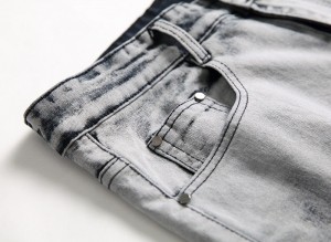 Модні чорно-білі градієнтні рвані чоловічі джинси великого розміру