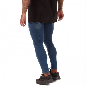 Высокие эластичные мягкие повседневные брюки из хлопка Slim Fit скинни с рваными джинсами для мужчин