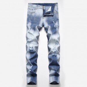 Straight Slim Ripped Wash white trend Denim Plus Size Jeans Men