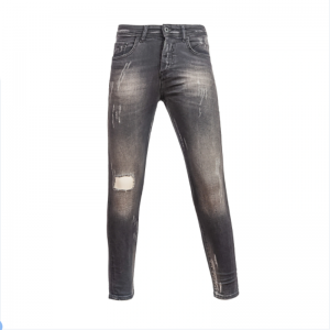 Medium taille gewassen zwarte rechte broek meisjes skinny gescheurde denim jeans voor dames