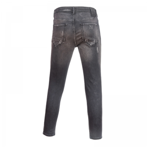 Dievčenské úzke roztrhané džínsové džínsy so stredným pásom, čierne rovné nohavice pre ženy