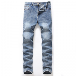 Mode Einfache Five Pocket Stretch Washed Slim Hose Denim Jeans Herren