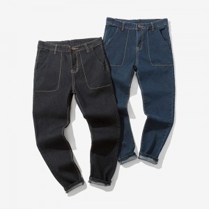High Quality Wash Micro-elastic Loose Plus Size Casual Pants Jeans Txiv neej