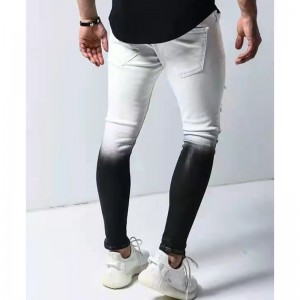Jeans rasgados para hombre con degradado en blanco y negro de moda