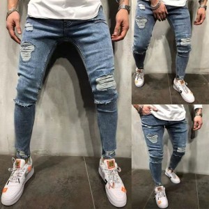 seluar jeans slim ripped spring popular untuk lelaki