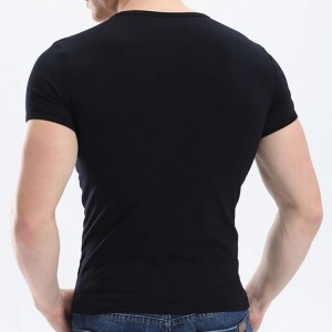 Fashion Quality Short sleeve V Neck Blank Slim Casual Men's T shirt