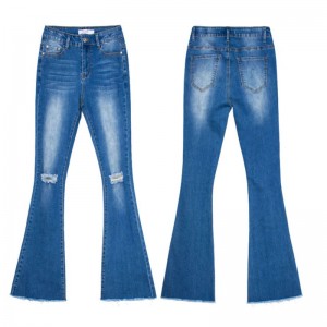 Calças jeans fashion femininas calças largas jeans rasgados