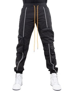 Pantalones casuales deportivos para hombres Pantalones cargo con múltiples bolsillos reflectantes para hombres