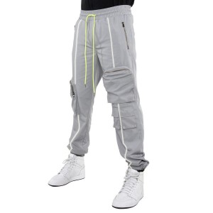 Машки спортски секојдневни панталони Машки рефлектирачки карго панталони со повеќе џебови