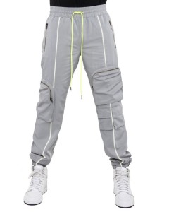 Pantalones casuales deportivos para hombres Pantalones cargo con múltiples bolsillos reflectantes para hombres