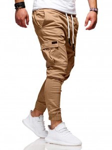 Pánské zesílené cargo kalhoty manšestrové kalhoty elastické retro cargo kalhoty