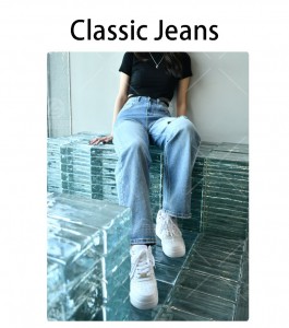 Tiesių džinsų gamintojai sulaužytų laisvų tiesių džinsų moteriškų plonų tiesių džinsų moteriškų plonų didmeninė prekyba