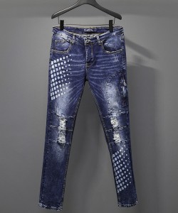 2021 Hot Sale Men's jeans Casual print Straight Denim Pants Blue Plus Size Men's Jeans