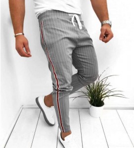 2021 Billigaste byxor för män med randiga band, mode avslappnade byxor för män med fötter