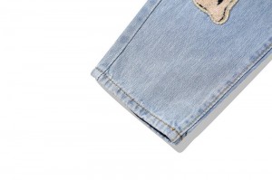 Модныя мужчынскія вулічныя джынсы з прынтам костак чэрапа, хай-стрыт, хіп-хоп, свабодныя прамыя шырокія штаны