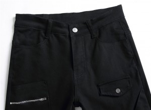 Madingi vyriški džinsai, juodi iki juosmens su siūlais, paprastos džinsinės kelnės, siauri džinsai