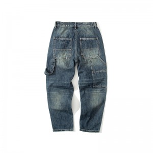héichwäerteg Jeans Männer Moud Mid-Taille Mid-Taille Denim Hosen Casual loose Jeans