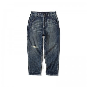Fabrîka rasterast jeansên bi kalîte moda mêran pantolonên denim ên nîv-waist jeansên bêdawî