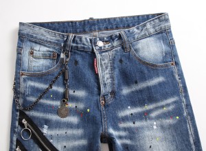 Moda pantolonên denim elastîk jeansên şîn ên nîv-kevrêkî jeansên kesatî yên mêran