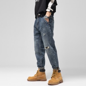Модные мужские джинсы темно-серые белые полосатые узкие рваные джинсовые брюки высокого качества эластичные джинсы для мужчин