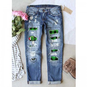 Quots for China Custom Women Denim Ripping High Waist Jeans/OEM Design Wholesale Women Denim Jeans