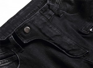 Fashion baru celana jeans bordir patch pria ramping lurus kasual hitam pria