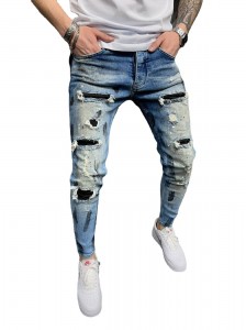 Fabrîkaya jeansên mêran ên nezaketî yên moda firotana rasterast Pantolojên denim ên rast-çiqkirî Ji bo mêran jeansên kesayetiya kalîteya bilind