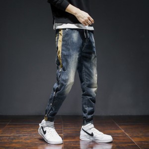Hoge kwaliteit jeans Cargobroeken voor heren met rijgkoord, casual denim broek met trekkoord
