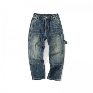 жоғары сапалы джинсы ерлер сәні ортаңғы бел орта белдік джинсы шалбар кездейсоқ бос джинсы
