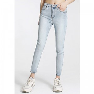 Custom High Quality Button Pencil Pants Wash Skinny light color Women Jeans