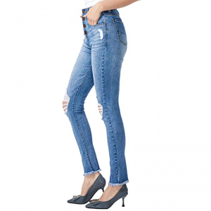 Distressed Jeans Stretch Skinny Jeans with Hole Women's Ripped Boyfriend Jeans