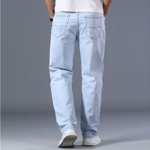 Voľné jednoduché päť vrecúšok základných s praným zadným vreckom vyšívaných pánskych džínsov nadmernej veľkosti
