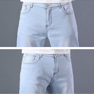 پنج کیسه ساده شلوار جین مردانه سایز بزرگ گلدوزی شده با جیب اصلی شسته شده